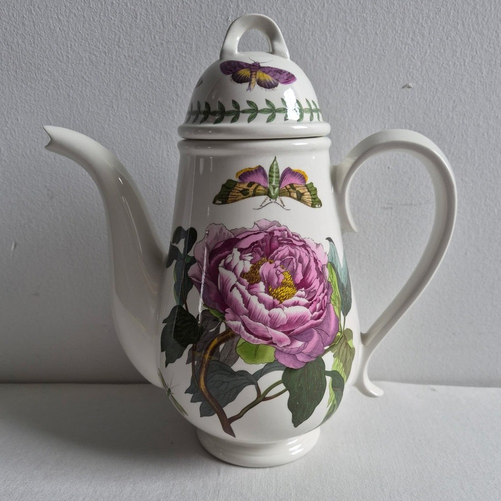 Portmeirion Botanic Garden Coffee Pot Shrubby Peony Floral White England